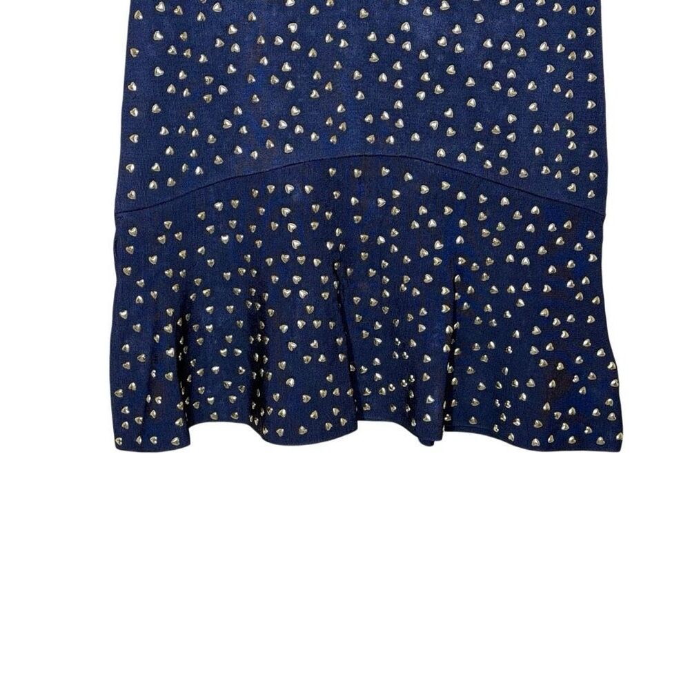 Michael Kors Blue Short Sleeve Studded Mini Dress Size XS Stretch Knit Flare - Picture 4 of 12